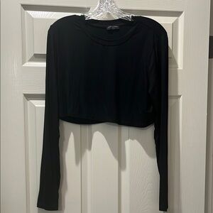 Black Long Sleeve Crop Top